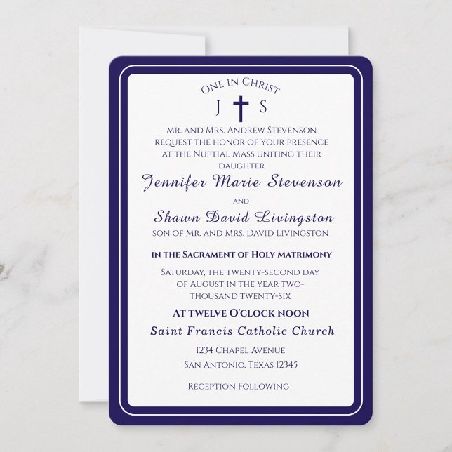 Timeless Catholic Monogrammed Wedding Invitation (Creator Uploaded)