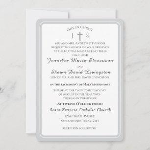 Timeless Catholic Monogrammed Wedding Invitation