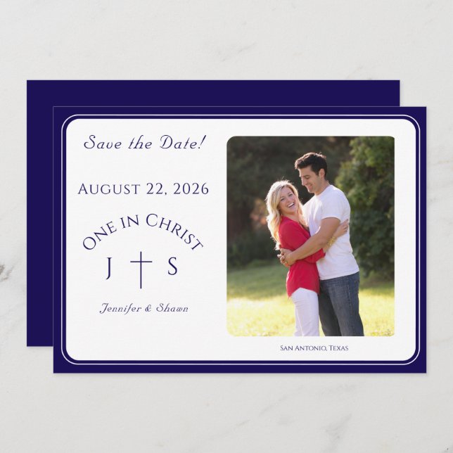 Timeless Catholic Monogrammed Wedding  Save The Date (Front/Back)