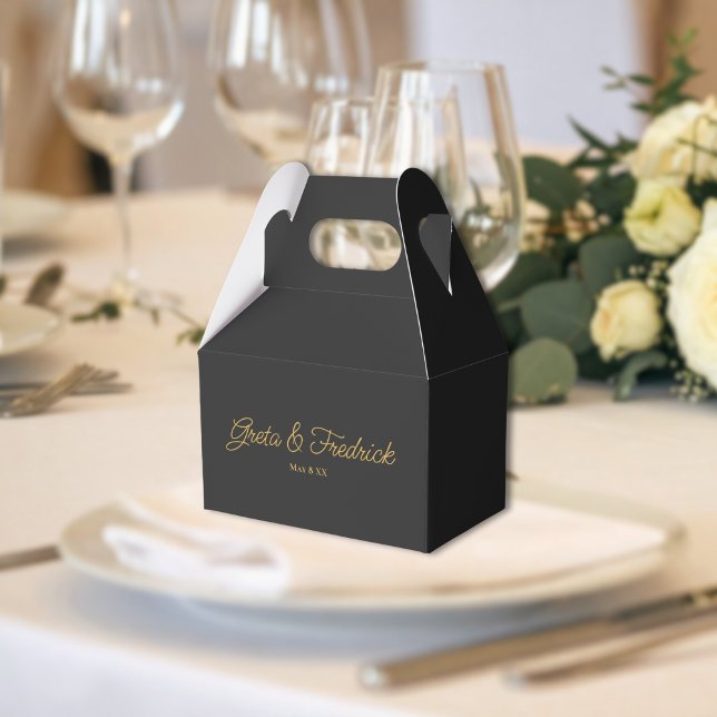 Timeless Charcoal Black and Gold Wedding Favour Box (Creator Uploaded)