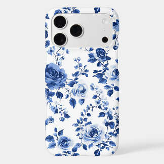 Timeless Charm: Blue Toile Rose iPhone Case