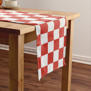 Timeless Charm Red & White Chequered Cheerful BBQ Short Table Runner