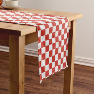 Timeless Charm Red & White Chequered Cheerful BBQ Short Table Runner