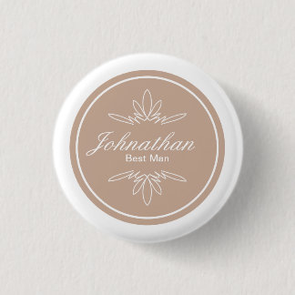 Timeless Charm Wedding Party Name Button - Dune