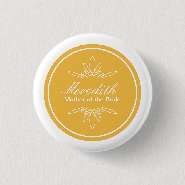 Timeless Charm Wedding Party Name Button - Honey (Front)