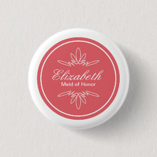 Timeless Charm Wedding Party Name Button - Rose