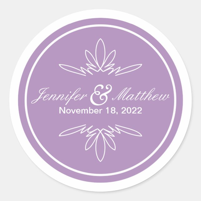Timeless Charm Wedding Stickers - Orchid (Front)