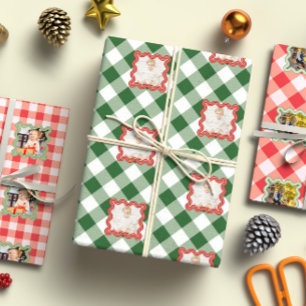 Timeless Checks Gingham Farmhouse Custom Photo Wrapping Paper Sheet