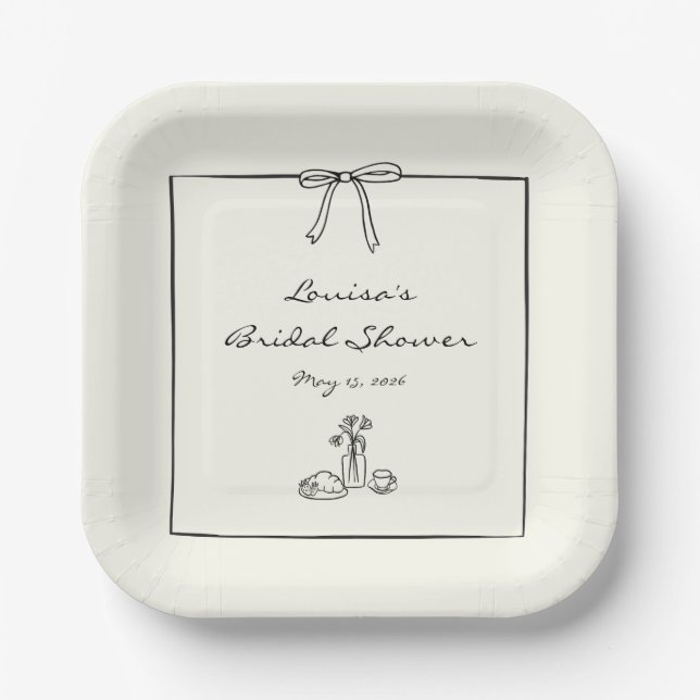 Timeless Chic Coquette Bow Bridal Shower Brunch  Paper Plate (Front)