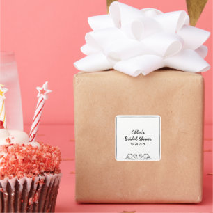 Timeless Chic Handwritten Swan Bridal Shower Square Sticker