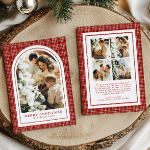 Timeless Christmas Heritage Photo Red Tartan Plaid Holiday Card