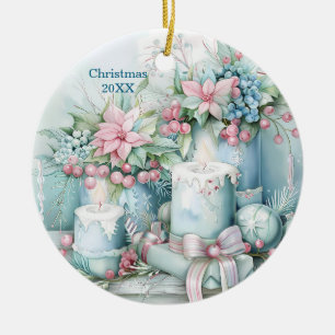 Timeless Christmas Keepsake–Vintage Pastel Design Ceramic Tree Decoration