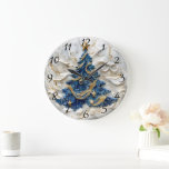 Timeless Christmas Tree Large Clock<br><div class="desc">A beautifully crafted clock captures the essence of Christmas,  featuring a festive tree adorned with blue and gold ornaments.</div>