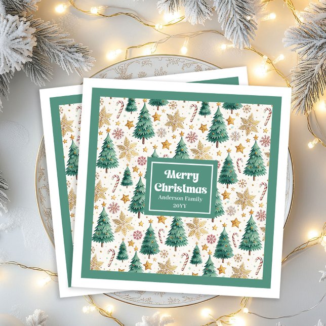 Timeless Christmas Trees Earthy Holiday Napkins (Timeless Christmas Trees Earthy Holiday Napkins)