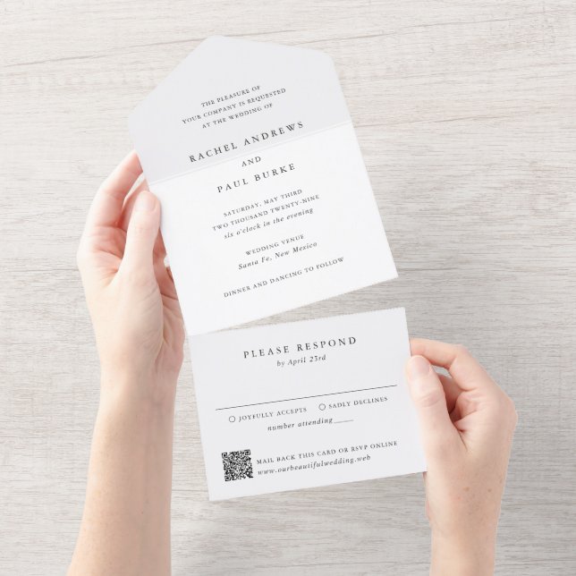 Timeless Classic Formal QR Code Wedding All In One Invitation (Tearaway)