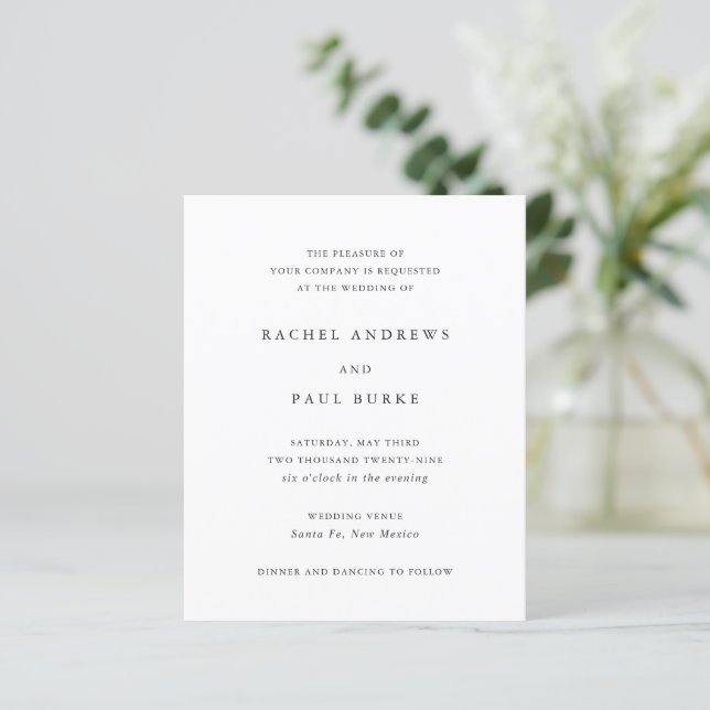 Timeless Classic Formal Wedding Invitation (Standing Front)