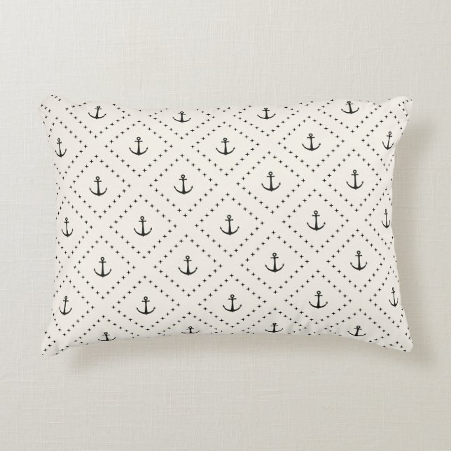 Timeless Classic Nautical Anchor Pattern Decorative Cushion (Front)