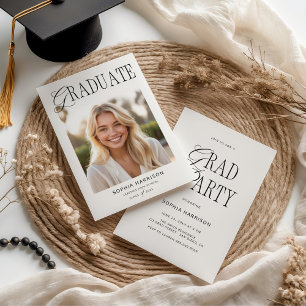 Timeless Classic Typography Photo Graduation Invitation