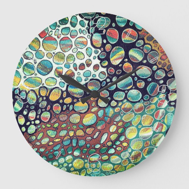 Timeless Colorful Pebbles Original Artwork Large Clock (Front)