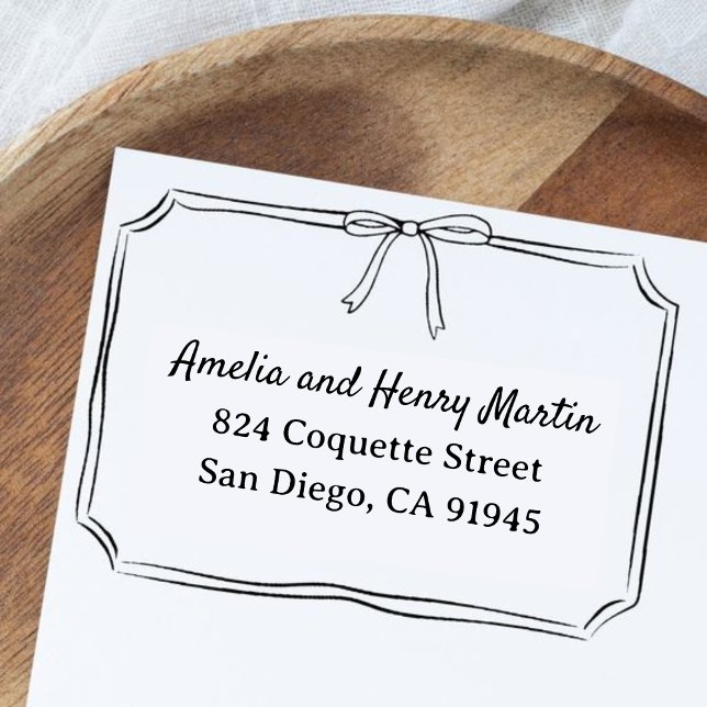 Timeless Coquette Bow Wedding Return Address Self-inking Stamp (Creator Uploaded)