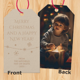 Timeless Cream Tan - Christmas Photo Gift Tags