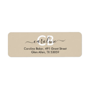 Timeless - Cream Tan Monogram Address Label