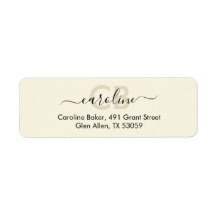 Timeless - Cream White Monogram Address Label