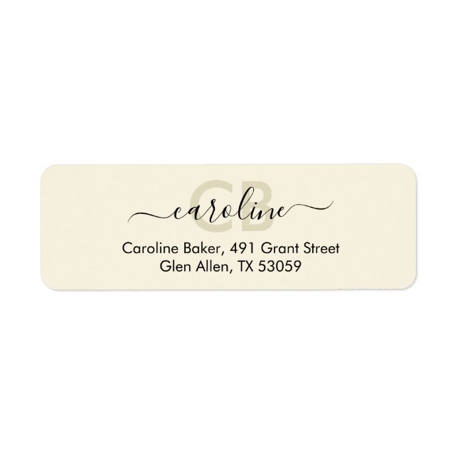 Timeless - Cream White Monogram Address Label (Front)