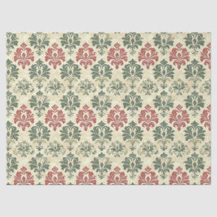 Timeless Damask Red Green Beige Vintage Look Tissue Paper