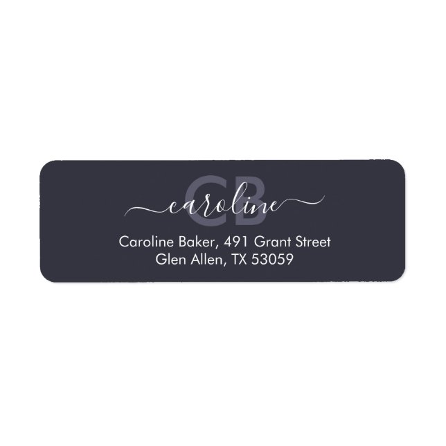 Timeless - Dark Bluish Grey Monogram Address Label (Front)