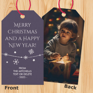 Timeless Dark Mystic Grey Christmas Photo Gift Tag