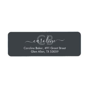 Timeless  Dark Slate Grey Monogram Address Label