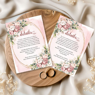 Timeless Dusty Pink Flowers Eucalyptus Details Enclosure Card