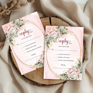 Timeless Dusty Pink Greenery Wedding RSVP Card