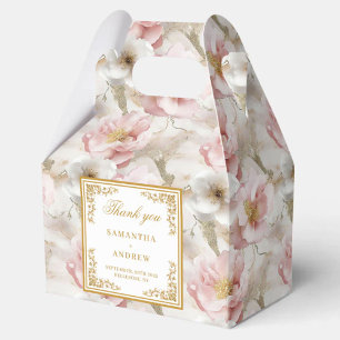 Timeless dusty pink ivory floral wedding favor box