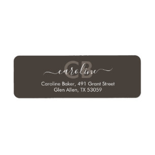 Timeless - Earthy Brown Monogram Address Label