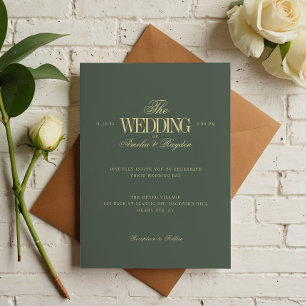 Timeless Earthy Green And Butter Yellow Wedding Invitation