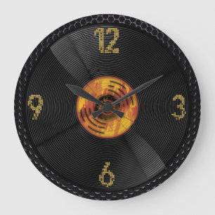 Timeless Echoes: Vinyl Record  Large Clock