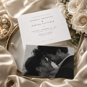 Timeless Editorial Wedding Black & White Photo Invitation
