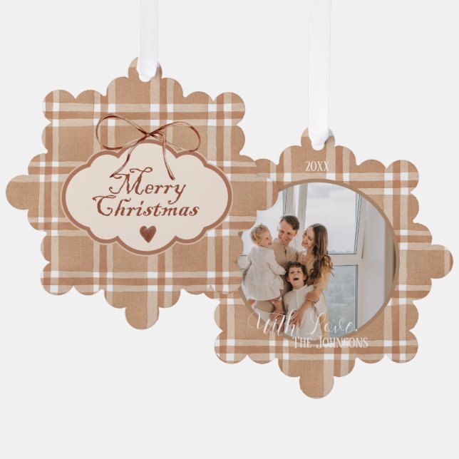 Timeless Elegance Beige and Brown Customisable  Tree Decoration Card (Front/Back)