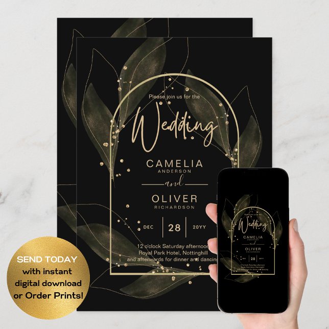 Timeless Elegance Black Gold Themed Wedding Invitation (Creator Uploaded)
