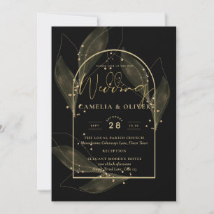 Timeless Elegance Black Gold Themed Wedding Invitation