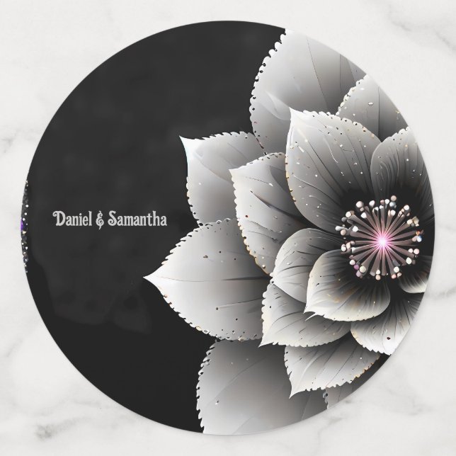 Timeless Elegance: Black & Silver Blossom Wedding  Confetti (Large Back)