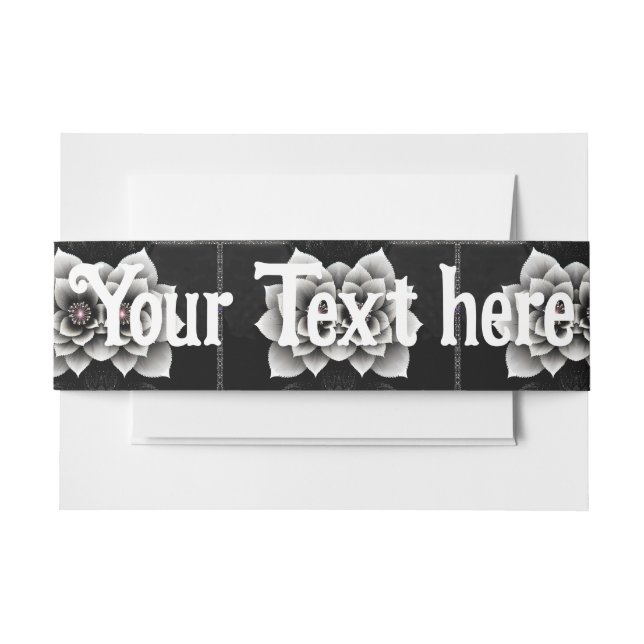 Timeless Elegance: Black & Silver Blossom Wedding  Invitation Belly Band (Front Example)