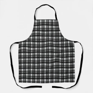 Timeless Elegance: Classic Black And White Tartan, Apron