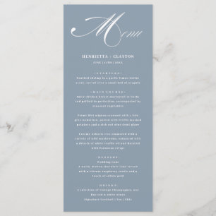 Timeless Elegance Dusty Blue Wedding Menu
