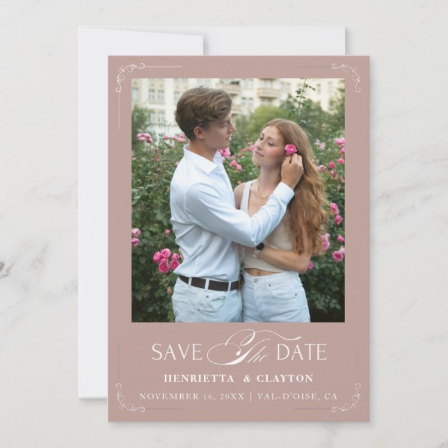 Timeless Elegance Dusty Rose  Save The Date (Front)