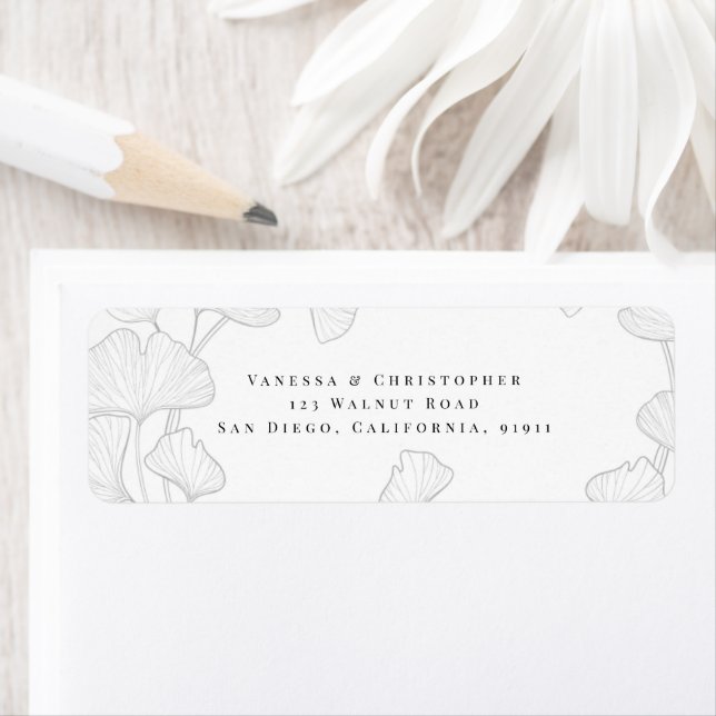 Timeless Elegance: Ginkgo Biloba Address Label (Insitu)