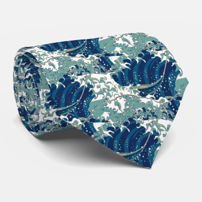 Timeless Elegance: Japanese Wave Vintage  Tie (Rolled)