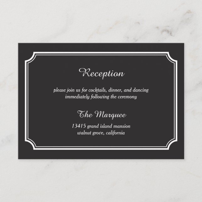 Timeless Elegance Reception Card/ Enclosure Card (Front)